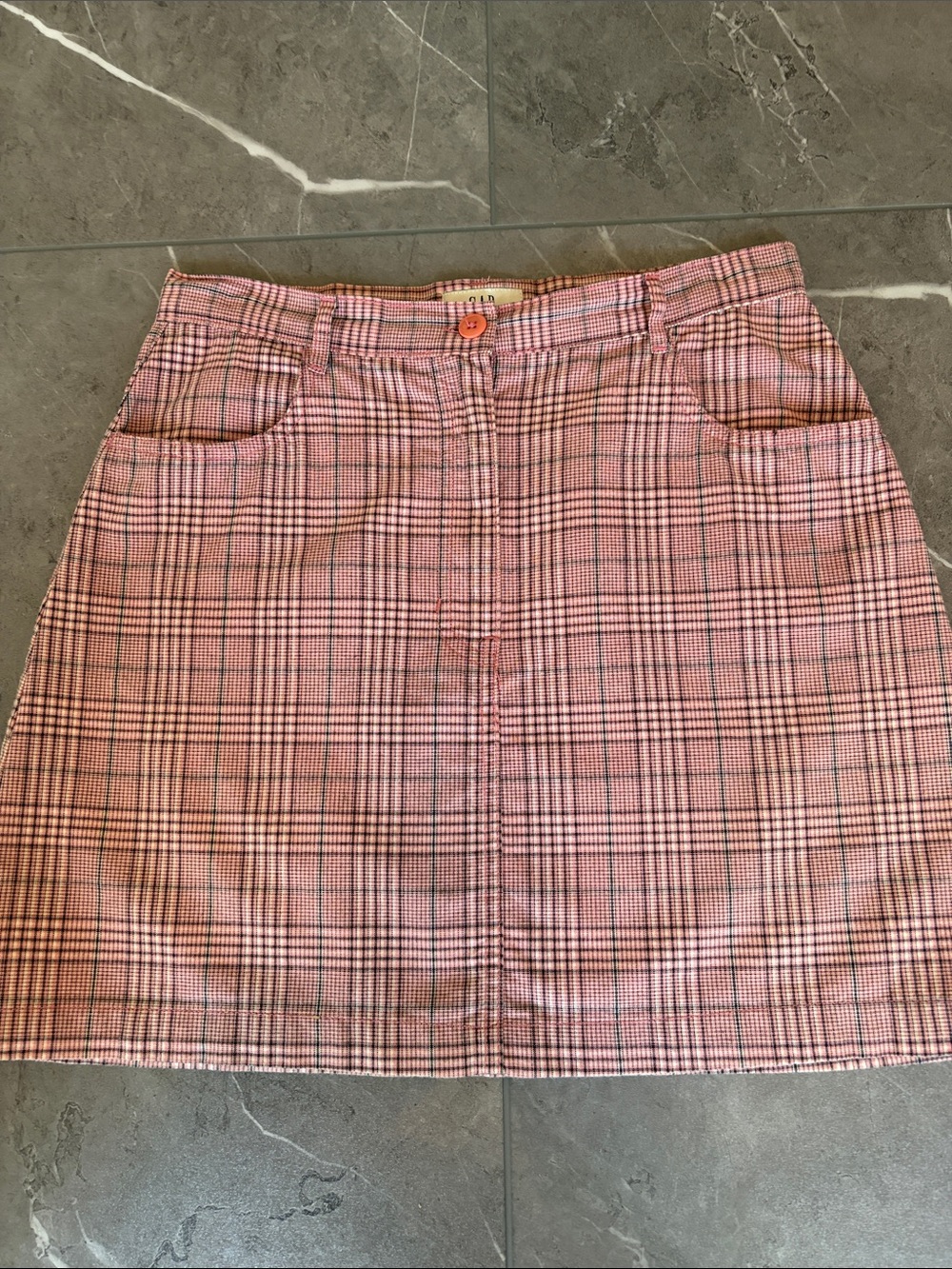 Gap Pink Plaid Jean Skirt